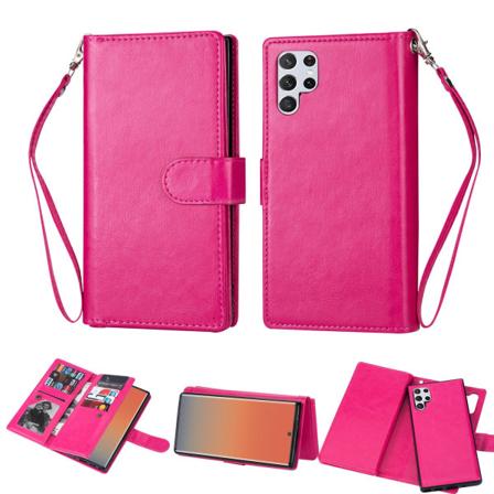 TG Samsung Galaxy S23 Ultra - Praktisk 9-Korts Pungetui Rosarød