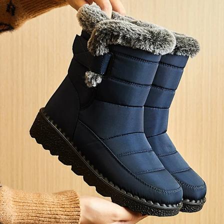 Damskor Stövlar 2024 Trend Vinterskor För Kvinna Vinterstövlar Ankle Låga Klackar Botas Mujer Vattentäta Snöskor Med Päls Skor Blue 44