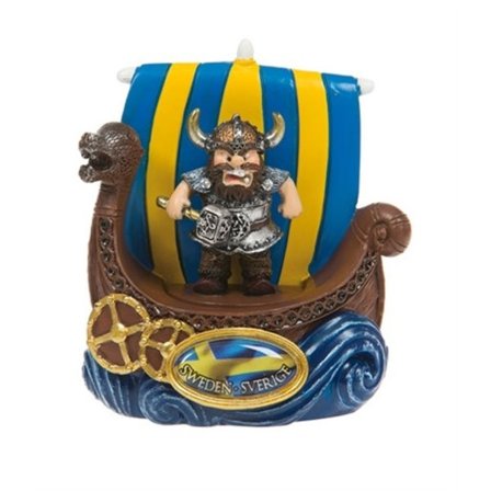 Sverige Souvenir Vikingskepp med Viking med Hammare