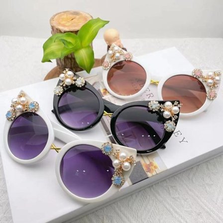 Cat Eye Women Sunglasses UV400 Bling Rhinestone Elegant Personalized For Party D