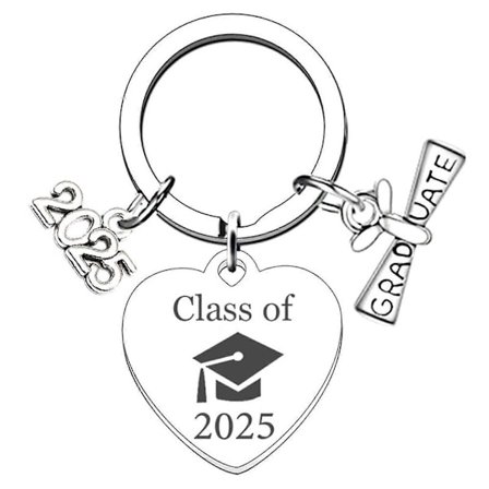 Rustfrit stål 2025 dimissionsnøglering, graverede nøgleringe, dimissionsnøgleholder, gave til studerende, der er dimitteret fra college