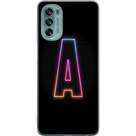 Yhteensopiva Puhelinkuori Motorola Motorola Moto G62 5G Minimalistinen neonkirjain A sateenkaarenvärisessä valossa mustaa taustaa vasten modernissa