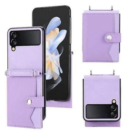 Samsung Galaxy Z Flip3 5g:lle litsikuvioitu yksittäinen painikkeen korttipidike matkapuhelinkotelo pitkällä lanyardilla