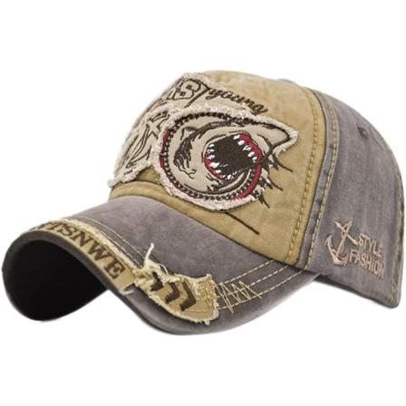 Herre Baseball Cap Vintage Broderi Hajer Vasket Denim Truck Cap til Kvinder Bomuld Solhat Justerbar Størrelse