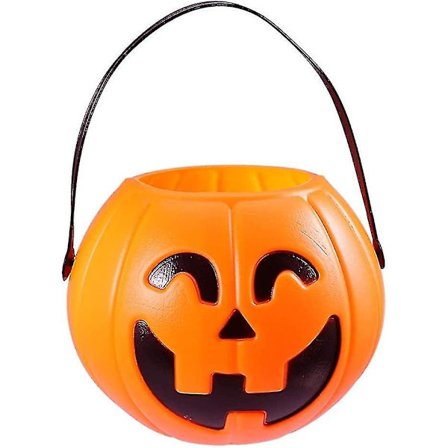 Halloween Plastik Græskar Bærbar Græskar Spand Trick-or-treat Spand Halloween Slik Spand Jack O Lantern Spand Halloween Fest Tilbehør Bd-yuhao