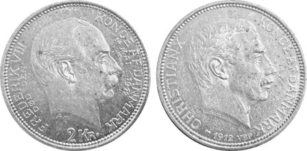 Danmark 1912 - Tronskiftemønt - 2 kr. sølvmønt