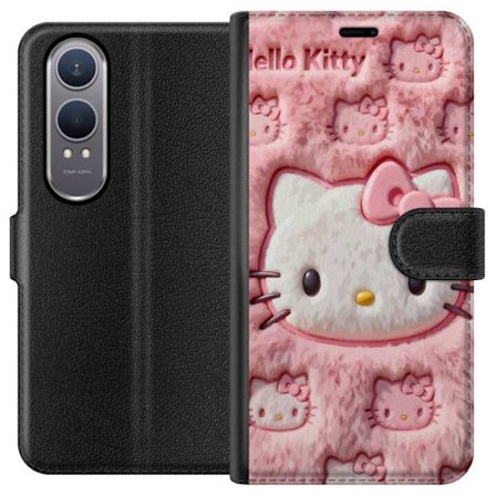 Yhteensopiva Lompakkokotelo OnePlus Nord CE4 Lite Hello Kitty vaaleanpunainen pörröinen tausta, jossa on ikoninen kasvot ja kawaii-esteettisyys