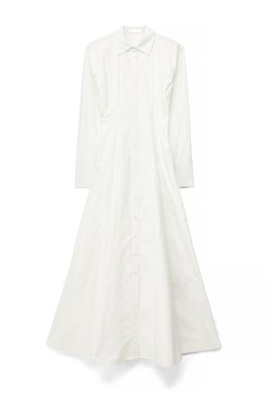 Maria Kragmann x NA-KD - Plissert maxikjole i bomull - Skjortekjoler - Hvit - EU 32