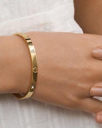 Timi of Sweden Gia - Crystal Heart Bangle Bracelet Guldig Smycken Tjej - Kids Brand Store