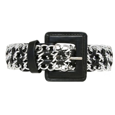 Svart 30mm damskärp med kromad kedja