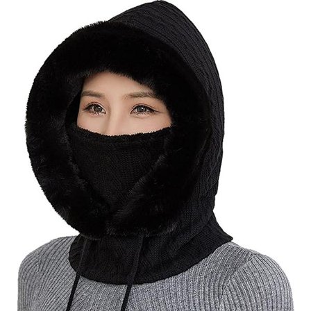 2 i 1 Vintermössor Stickad Mössa Varm Mössa Halsduk Set Vinter Stickad Mössa med Fleece Foder Dam Vindtät Mössa Kall Skidmössa