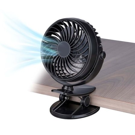Liten fläkt med bordsklämma – uppladdningsbar och roterbar 360°