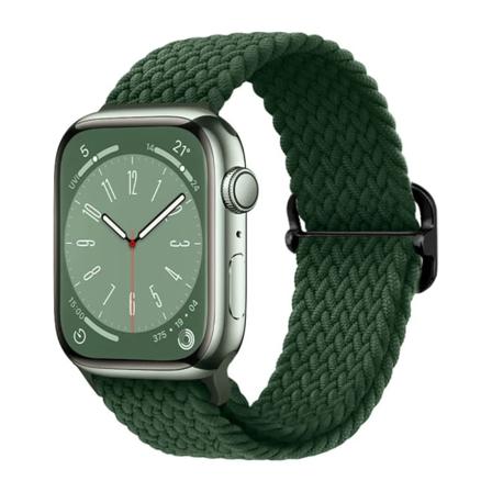 Flätad ögla för Apple watch Rem 44mm 40mm 45mm 41mm 42mm 38mm 49mm Elastiskt Solo armband iWatch series 9 se 7 5 6 Ultra2 Band 58.Cedar green 42mm 