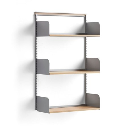 Wandregal SHAPE, Basismodul, 1237 x 800 x 300 mm, Laminat Birke/alugrau