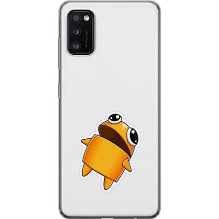 Kompatibel Mobilcover til Samsung Samsung Galaxy A41 Orange tegnet figur med store øjne og dynamisk pose i legende stil