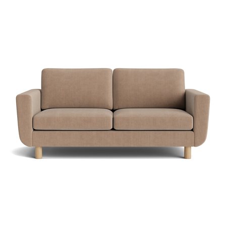 Haven 2 personers sofa - Ontario Mørk Beige - 184x86x86cm - Komfortabel 2 personers sofa i Mørk Beige med koldskum og stel i massiv eg