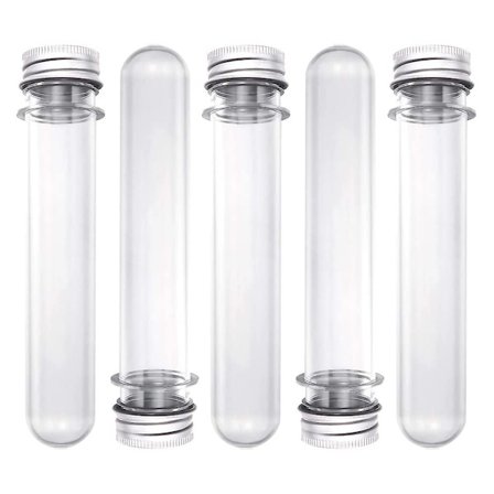 40 ml muoviset koeputket kannella - 5 kpl kirkkaita uudelleenkäytettäviä putkia (40 ml)