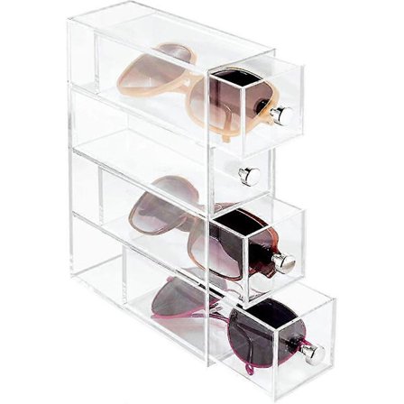 Skuffetårn med skuffer, baderomshylle med 4 skuffer for kosmetikk og tilbehør, også for kontor- og hobbyutstyr, plast, transparent