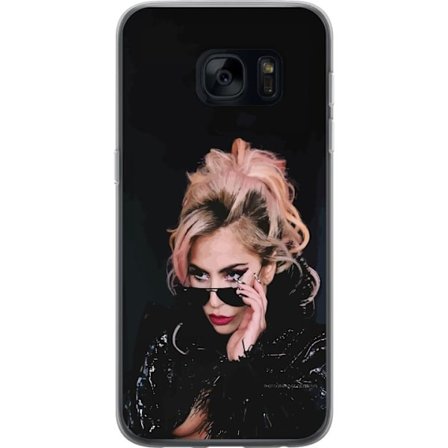 Yhteensopiva Puhelinkuori Samsung Galaxy S7 Lady Gagan muotokuva aurinkolaseilla ja dramaattisella meikillä tummassa glamuurityylissä