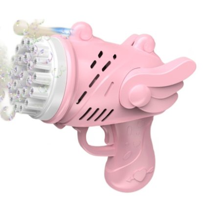 Manuelle sæbebobler legetøj til børn med 23 hul engel sæbebobler maskine (lyserød lys version en pose)