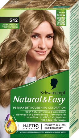 Schwarzkopf Natural & Easy Hårfarve 542 Opal Mellem Askeblond, Hår, Hårfarve, Permanent Hårfarve