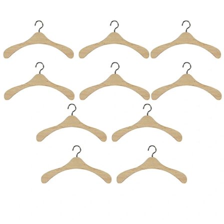 10 stk. Dukke Klesstativ Dukke Klær Trehenger Dukkehus Kleshengere Som Vist 12X6.5X0.5CM