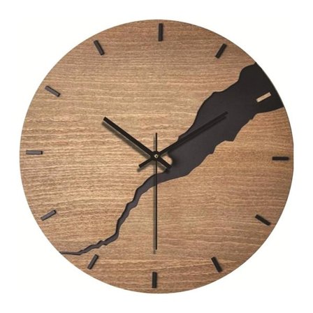 Analog Väggklocka 30cm - Trä / Spricka