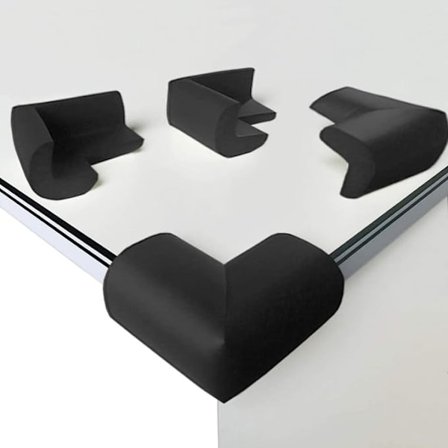 8-pack bordhörnskydd (svart), NBR barnskydd för skarpa hörn, stötsäkra med starkt lim för bord och alla vassa möbler.