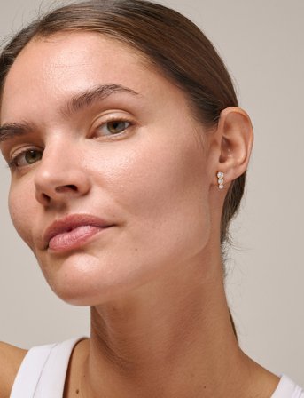 Enamel Copenhagen Studs, Trinity Cz - Gold - ONE SIZE