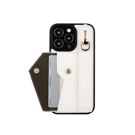 iPhone 15 Pro, rannekotelo, korttikotelo (valkoinen)
