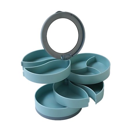 Smykkeorganisator, Lille smykkeorganisator, Øreringeholder til kvinder, 4-lags roterende rejsesmykkebakke med låg til ringe og armbånd