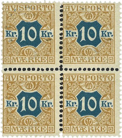 Danmark - AFA 10 4-blok, 2 postfriske og 2 ubrugte