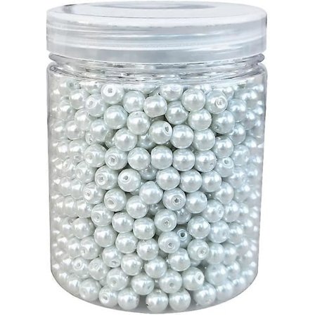 Cirka 1000 st 6mm Vita Glaspärlor Runda Lösa Distanspärlor för DIY-Hantverk Halsband Armband Smyckestillverkning