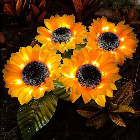 Cisea Aurinkonkukka Solar-Valot Ulkona, 4 Kpl Solar-Kukka Valot Vedenpitävät Maisema Solar-Valot Puutarhaan, Ajoradalle, Terassille, Seinälle