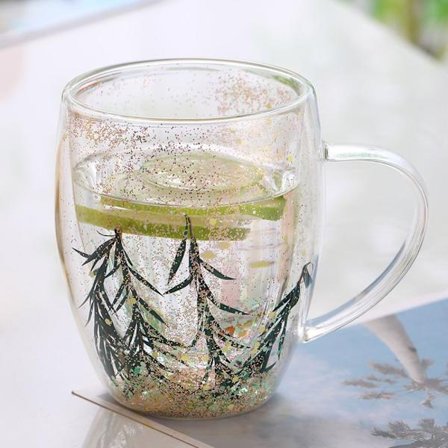 Kopp for tørkede blomster, dobbeltvegget glasskopp #3