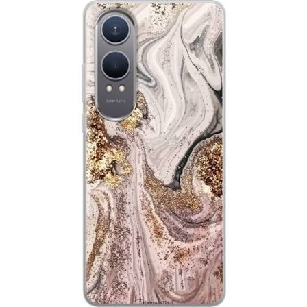 Kompatibelt Mobildeksel til OnePlus Nord CE4 Lite Beige guldmarmor luksuriøs design med myke linjer og metallisk glans inspirert av elegant interiørst