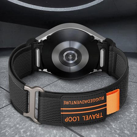 Vævet nylon urrem til Samsung Watch 4/5/6/7/FE Black M