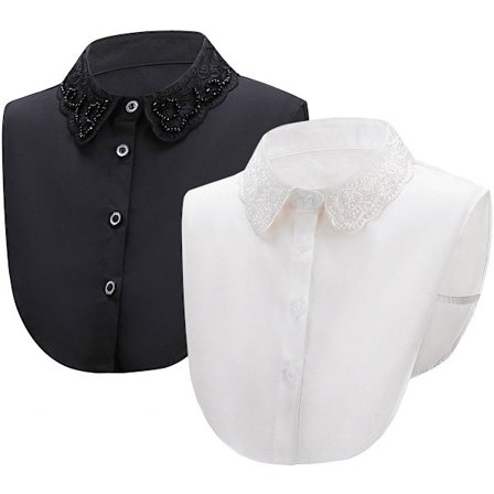 Sæt med 2 blusekraver til kvinder - Aftagelig spids krave Basic - Kraver til kvinder