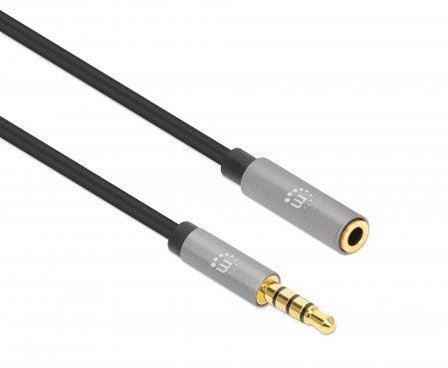 Manhattan MH Stereo Cable, Male/Female, 3.5mm AUX, gold plated, 3m