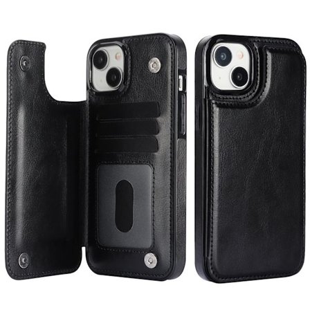 Hållbart läderfodral för iPhone 15 Plus