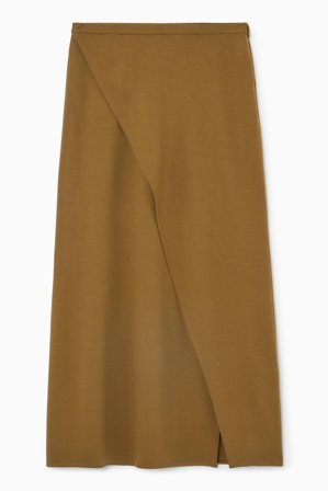 COS Women's Jersey Wrap Midi Skirt in Brown