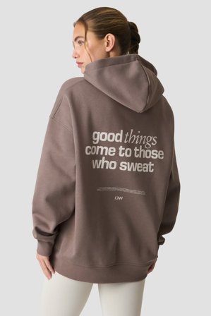 Everyday Relaxed Hoodie Print Warm Grey