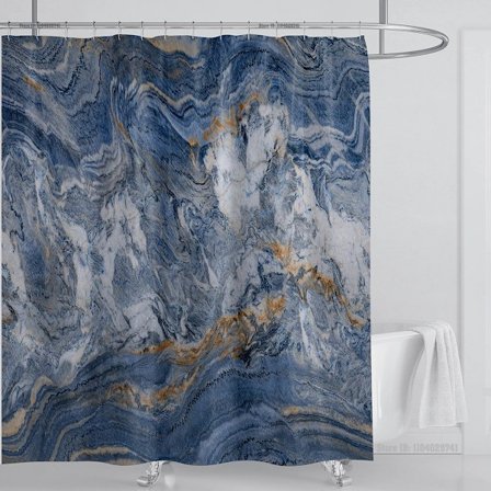 Marmor Vattentätt Duschdraperi med Krokar, Tryckt Tvättbart Duschdraperi, Heminredning, B220xH180cm