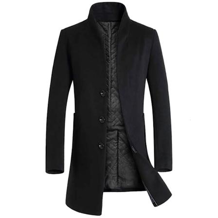 Män Windbreaker 2024 Vinter Mitt-Längd Trench Casual Solid Enkel Bröst Lång Ärm Lapel Collar Coat Man Slim Windbred Medarbetare Black XXXL