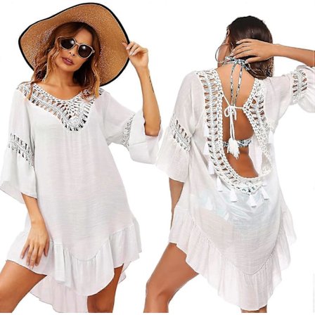 Baddräkt Överdrag Dam Baddräkt Klänning Plus Size Sexig Bikini Strand Tunika Topp Sommar