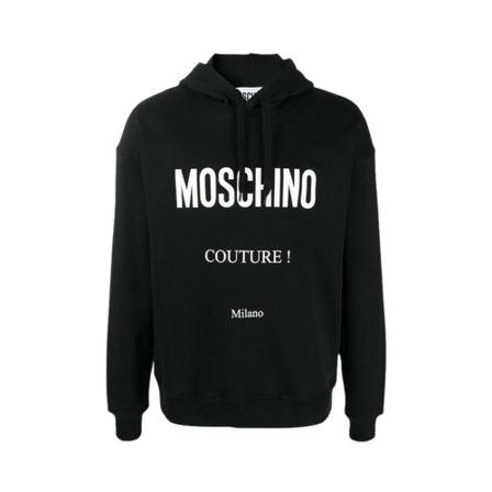 Moschino, Logo Hoodie Zwart, Heren, Maat:M