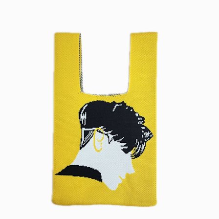 Strikket Veske Handleveske GUL HERRE HERR