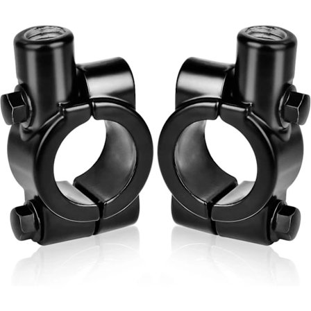 2 stk. motorcykelspejlholder til 22 mm styr - beslag til 10 mm sidespejle, aluminium (sort)-FA5-