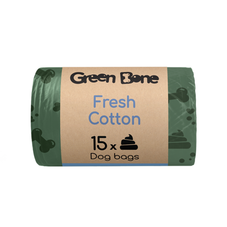 Green Bone - Refill Fresh Cotton biologisk nedbrytbare hundeposer Grønn 15 poser - Hund - ZOO.no