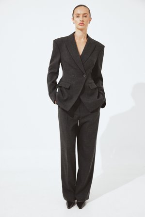 NA-KD Wide Leg Mid Waist Pants - Jakkesæt - Grå - EU 36